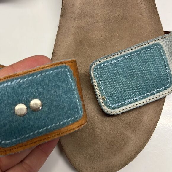 Taos Women’s Blue Textured Leather Velcro Two Strap Ankle Strap Wedge- 42 (10) - Picture 8 of 16